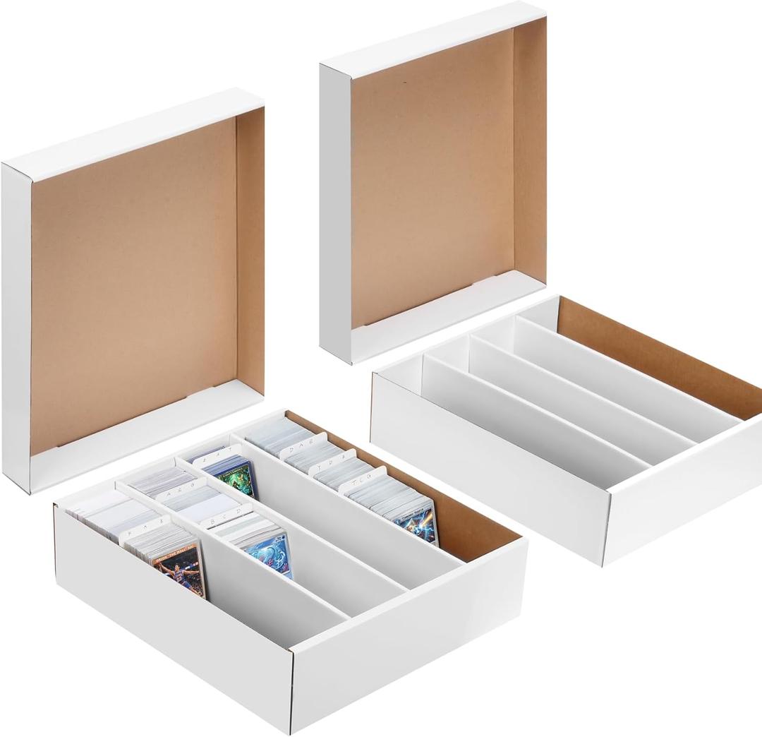 2 Pack Cardboard Card Storage BoxBulk Card Storage Box4 Row 3200 Count Trading Card Storage Box Cardboard, Bulk Trading Card Organizer Box for Sports Baseball TCG and Toploader Cards