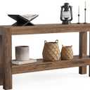 LITTLE TREE 63-Inch Narrow Long Console Table for Living Room, Farmhouse Wood Entryway Table for Hallway, Sofa, Entry, Entrance, Foyer, Behind Couch with 2-Tier Shelves, Brown