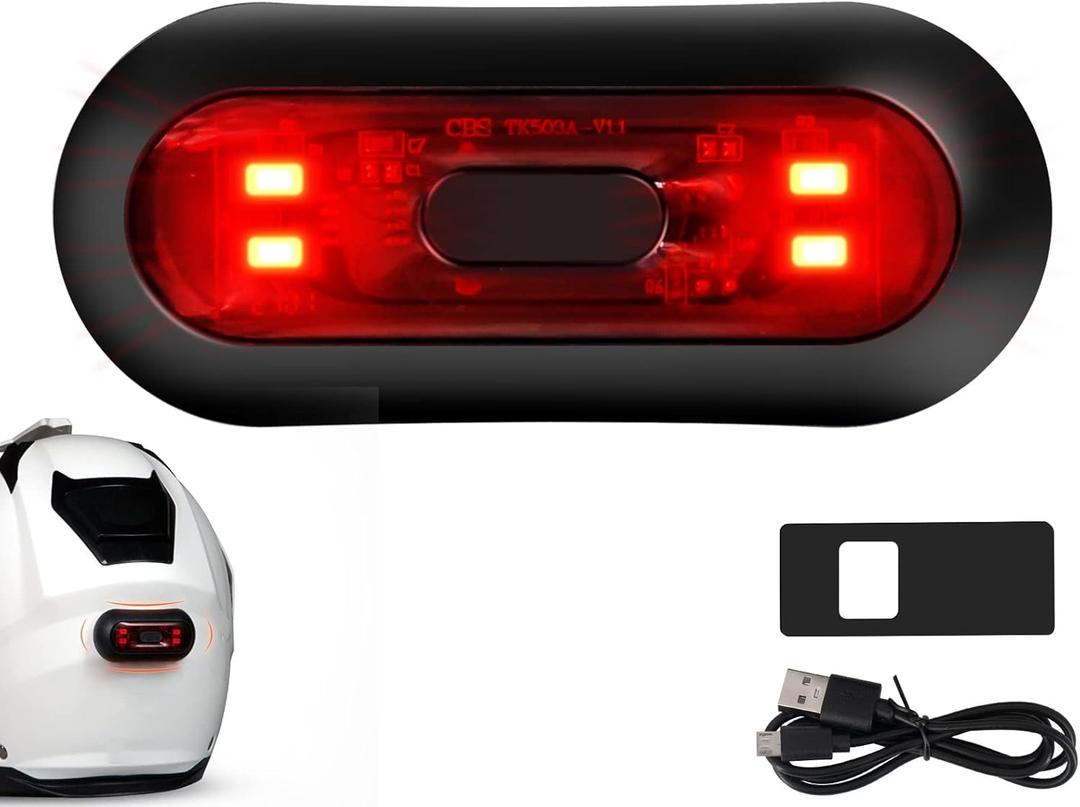 Bike Helmet Light, Motorcycle Helmet Brake Light/Bike Bicycle LED Safety Warning helmet Lights for Night Riding, Rechargeable Battery & IPX6 Waterproof