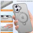 360 Spin Magnetic Stander for iPhone 17 Case [Compatible with Magnetic] [Built-in Kickstand] Mil-Grade Protective, Matte Non-Slip for iPhone 17 Phone Case(Gray)