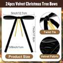 2 x 24 Pcs Black Velvet Bows for Christmas Tree Decor, Elegant Velvet Pre-Tied Ribbon Bows Door Garland Vintage Ornaments for Christmas, Wreaths, Gifts and Home Decoration (5x7 Inch, 3/8'' Wide)
