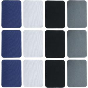 Fabric Repair Patches, Iron-on Cotton Sofa Patches for Clothes Denim Jean Pant Mending and Decorating - 12Pcs Black, Blue, Dark GreyLight Gray
