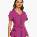 VIAOLI Scrub Tops for Women Shirt Nurse Uniform Workwear Fashionable with Zipper and Waistband Scrub Shirt Medical Clothes S