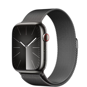 Apple Watch Series 9 [GPS + Cellular 45mm] Smartwatch with Graphite Stainless Steel Case with Graphite Milanese Loop. Fitness Tracker, ECG Apps, Always-On Retina Display