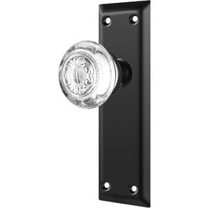 Glass Dummy Door Knobs Interior, Single-Side Crystal Dummy Door Knobs Replacement, Inactive Door Knobs for Bifold and Closet Door, Matte Black Door Handles,2 Pack Glass Dummy Door Knobs Interior, Single-Side Crystal Dummy Door Knobs Replacement, Inactive Door Knobs for Bifold and Closet Door, Matte Black Door Handles,2 Pack