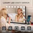 Vanity Makeup Mirror with Lights,Hollywood Vanity Mirror with 3 Color Modes,Lighted Vanity Mirror with Dimmable LED Bulbs &10X Magnification for Desk,Bedroom,Tabletop (Black, 22.8" x 18.1")
