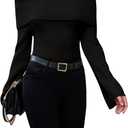GORGLITTER Women's Off The Shoulder Sweater Long Sleeve Ribbed Knit Pullover Top Trendy Fall Outfits 2025 (L)