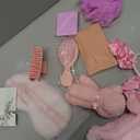 121 PCS Baby Shower Prizes for Winners Gifts Baby Shower Favors including Headband Hair Brush Compact Mirror Bath Sponges Powder Puff Hair Tie Claw Makeup Brushes Gift Bag Bridal Shower (Pink)