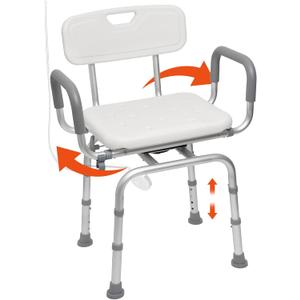 Vie Triomphe 360 Swivel Shower Chair with Arms and Back, Height Adjustable Bath Seat for Inside Shower or Tub, Shower Chair for Seniors, Elderly & Disabled, Safer Entry and Exit