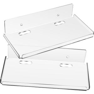 2pcs Large Acrylic Floating Wall Shelves No Drilling Adhesive Mounted Shelves for Bedroom Bathroom Functional Modern Storage Organizer