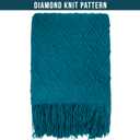 PAVILIA Teal Blue Knit Throw Blanket for Couch Bed, Soft Knitted Farmhouse Sofa Throw for Living Room, Lightweight Decorative Summer Throw Blanket for Chair, Outdoor Textured Boho Blanket, 50x60
