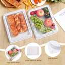 Tessco 12 Pcs Plastic Serving Trays with Lids Disposable Catering Trays 12.4 x 9.45 x 2.76 Inch Reusable Plastic Party Platters Charcuterie Board Box with Lids for Cookie Sandwich Christmas(White)