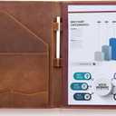 Jack&Chris Leather Portfolio, A4 Document Folder Legal Pad Padfolio, Professional Writing Letter Notepad Clipboard Sleeve Organizer, Resume Folio Binder for Men&Women,JC1823