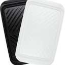 ECOIOU Grilling Prep and Serve Trays, 17 x10.5 inch BBQ Tray for Raw and Cooked Food, Melamine Serving Trays for Food, Set of 2, Black and White