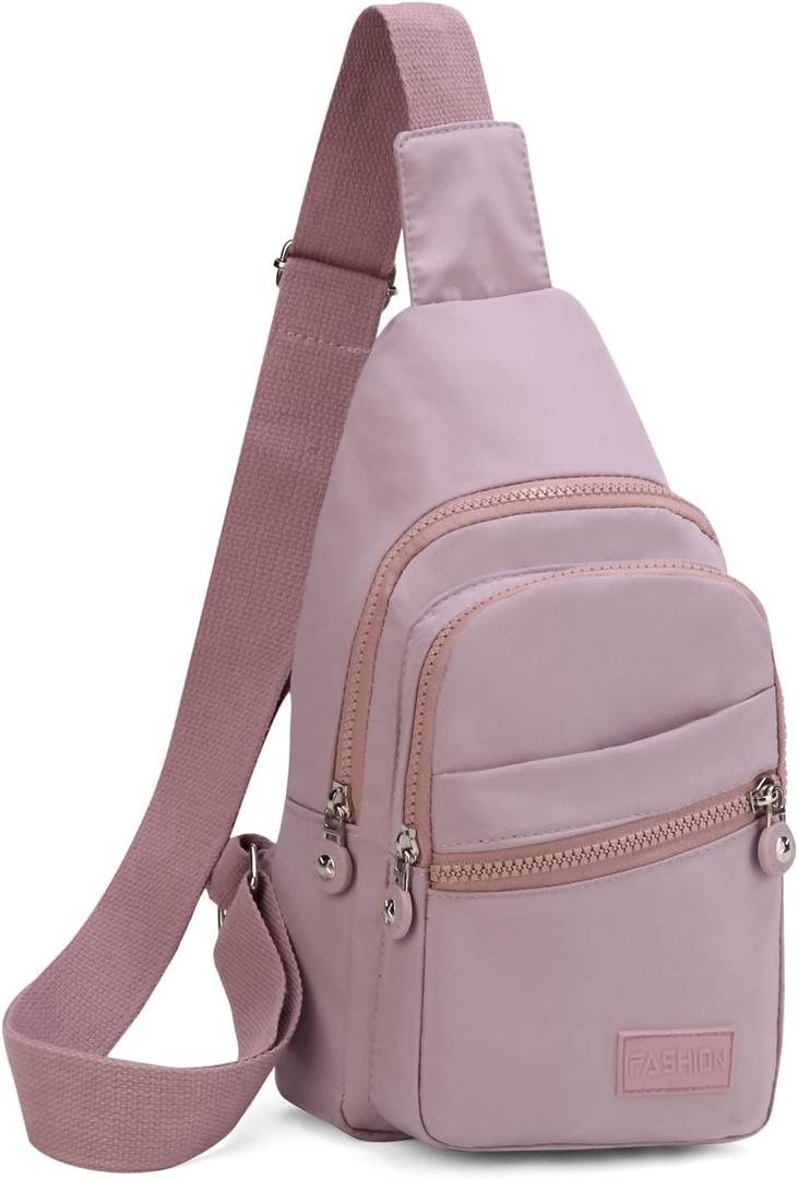 EVANCARY Small Sling Bag for Women Men, Sling Backpack Chest Daypack Crossbody Bag for Travel Outdoor Hiking (Pink Purple)