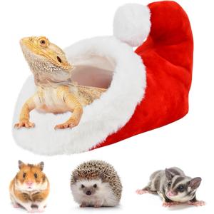Cozy Xmas Beard Dargon Bed Christmas Lizard Shoes Hideout Christmas Small Animals Warm House Cage Accessories for Hamster Squirrel Hedgehog Sugar Glider Rat Chinchilla