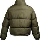Women's Winter Cropped Puffer Jacket Coat Short Warm Quilted Fashion Jacket (Green, M)