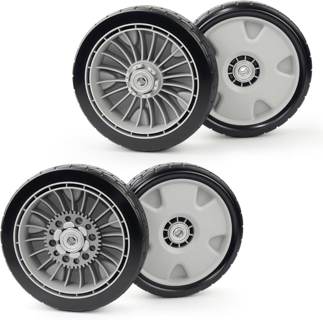 4 Pack 9" HRX217 Lawn Mower Wheels Kit (2 Front & 2 Rear) - Compatible with Honda HRX217 Replace 42710-VH7-010ZA, 44710-VH7-010ZA - Heavy Duty Push Mower Wheels Replacement