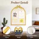 Vintage Arched Linen Cork Board with Gold Bow 16"x21" Decorative Bulletin Board for Walls, Metal Frame Pin Board for Notes, Photos & Reminders, Elegant Vision Board for Home & Office
