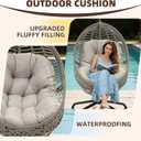 Outdoor Egg Chair Cushion Waterproof Light Grey Outdoor Hanging Basket Seat Cushion Thicken Wicker Egg Chair Cushion for Patio Rattan Swing Chair 47"*35"