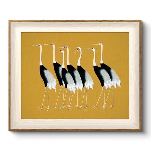 VIYYIEA Framed Wall Art for Living Room, Cranes Canvas Prints, Vintage Home Decor, Animals Painting Picture, Bathroom Wall Decor Gifts for Friends or Family - 36L x 24W