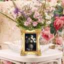 GlikCeil 3 Pcs 4 x 6 Vintage Picture Frame Trim Antique Ornate Resin Photo Frame with Easel and Hook for Tabletop Wall Art Decor Display Home Office (Gold)