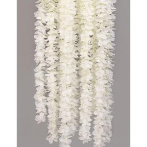 Flojery 32.8Ft Artifiicial Hanging Flower Garland Silk Wisteria Vine Home Wedding Outdoor Arch Garden Wall Decor,Pack of 10 (White)