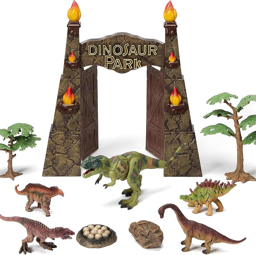 Large Dinosaur Park Gate Dino Nest of Eggs Realistic Dinosaur Toys for Kids 3-5 5-7 Jurassic World Dinosaur Figures Tyrannosaurus Play Set for Kids Toddler Boys Girls