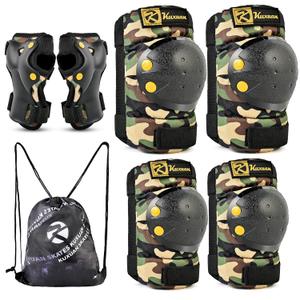 Kuxuan skates Knee Pads Elbow Pads Wrist Guards Set for Kids, Protective Gear Set for Boys Girls Skateboarding Roller Skating Cycling Scooter, Sand Camo with Drawstring Bag, Medium