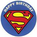 7.5 Inch Edible Cake Toppers  SUPERMAN CLASSIC LOGO Themed Birthday Party Collection of Edible Cake Decorations