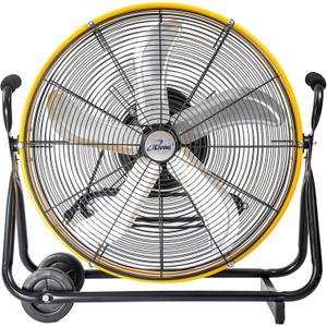 iLiving 24 Inch 3-Speed Orbital Internal Oscillating High Velocity Barrel Floor Fan for Office, Auto Shop, Garage, Workshop, Warehouse, 7800 CFM, Yellow