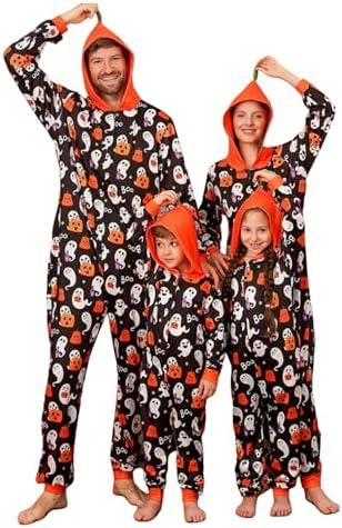 VNVNE Matching Halloween Onesie Pajamas for Family/Couples/Women/Men, Skeleton Holiday One Piece Adults Pjs Sleepwear, Size XL