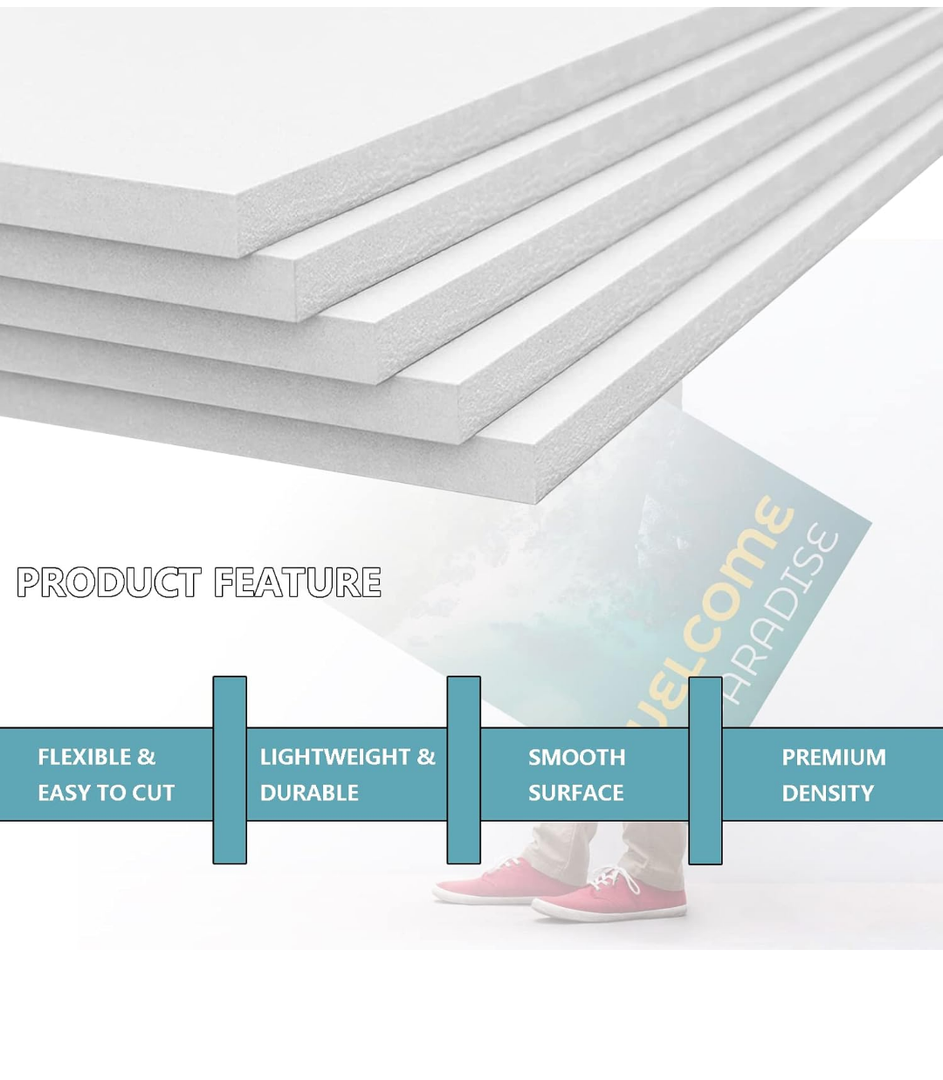 12 Pcs White Foam Boards, 15.7×23.6" Foam Cord Boards, High-Density Polystyrene Foam Sheets, Craft Foam Blocks, Sculpting Foam Panels for DIY Art Projects, Presentation, Signage