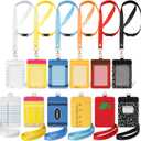 Harloon 6 Pcs Teacher ID Badge Holder with Lanyard Teacher Appreciation Gifts PU Cute Composition Notebook Pencil Crayon Apple ID Badge Holder for Teachers' Day Stuff Office Graduation Gift (Colorful)