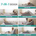 Bedluxe Wedge Pillow for Sleeping, Adjustable 9&12 Inch Foldable Bed Wedge Pillow Set, Orthopedic Memory Foam Triangle Pillows Wedge, 7-in-1 Elevated Pillows for Leg and Back Support, White/Grey