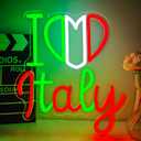 Italy Neon Sign for Wall Decor Dimmable Led Italian Themed Party Decorations, Italian Light Up Sign for Home I Love Italy Birthday Decoration for Gifts