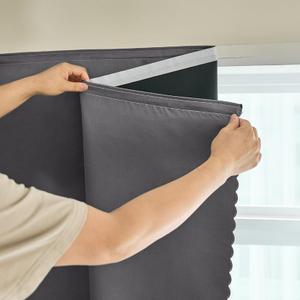 AJAZZ Self Adhesive Curtains 100% Blackout Shades Window Cover Sticky Curtain Portable Easy Open Blackout Curtains for Bedroom Living Room No Drilling (Dark Grey, 59" W x 63" L) 1 Panel