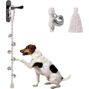 Dog Bells to Go Outside & Puppy Potty Training, Adjustable Dog Door Bell Ring to Go Potty, Handmade with Premium Yarn. Twisted Style, Beige