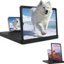 Big Screen Phone Magnifier,Screen Magnifier for Cell Phone,HD Screen Expander for Movies and Videos, Portable Magnifying Screen for Travel,Screen Magnifier Compatible with All Phones (12in, Black)