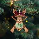 2 x HEXMOZ Deer Christmas Ornament - Hunting Ornaments for Christmas Tree - Deer Hunting Gifts for Men, Grandpa, Dad, Husband - Hunter Gift Ideas - Acrylic Wood Holiday Decoration Ornaments