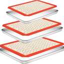 Baking Sheet with Silicone Baking Mat Set, CEKEE Stainless Steel Baking Sheet Pan Tray, Cookie Sheets for Baking, 6PCS Baking Supplies Bakeware Sets for Oven Making Cookies, Macaroons, Bread (9+12+16 Inch)
