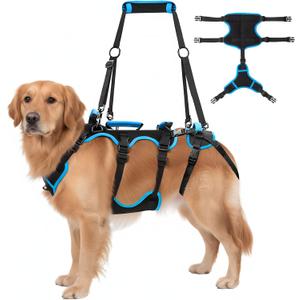 Dog Lift Harness for Large Dogs, 2-in-1 Detachable Full Body Support Acl Dog Sling Carrier with 4 Handles, Hind Assist Back Leg for Senior, Disabled, Arthritic & Post-Surgery Canines(Large)