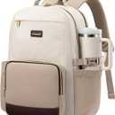 LOVEVOOK Laptop Backpack for Women with Pouch Pocket for Large Capacity Cup,18 Inch Laptop Computer Bag Travel Backpack Purse,Waterproof Work Business College Teacher Backpack,Beige-Nude-Logam Plum