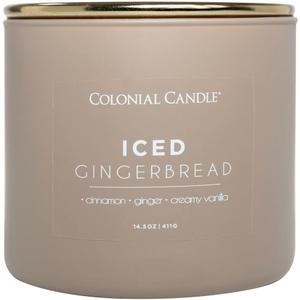 Colonial Candle Iced Gingerbread Scented Jar Candle, Pop of Color Collection, 3 Wick, 14.5 oz - Up to 60 Hours Burn