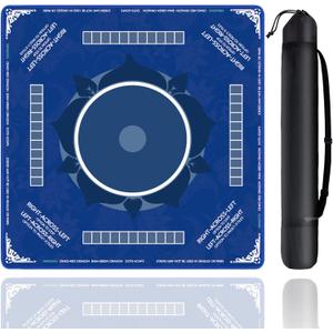 RUINAER Mahjong Mat for Table, 31.5" x 31.5" Non-Slip Noise Reduction with Storage Bag, Mahjong Mat with Rules for Table, Mat for Gifts, Mahjong, Poker, Board Games, Dominoes