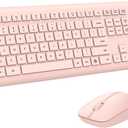 Wireless Keyboard and Mouse Combo, Full Size Silent Ergonomic Keyboard and Mouse, Long Battery Life, Optical Mouse, 2.4G Lag-Free Cordless Mice Keyboard for Computer, Mac, Laptop, PC, Windows(Pink)