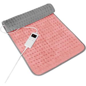Heating Pad for Period Cramps, Heating Pad for Back/Neck/Shoulder Muscle Pain, 6 Heating & 4 Timer Setting, Auto Shut Off, Moist Heat & Machine Washable, Pink Birthday Christmas Gifts for Women Mom