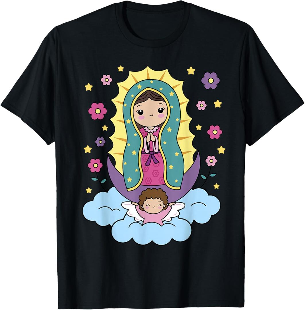 Our Lady of Guadalupe Mexico for Kids Toddlers T-Shirt (M, Black)