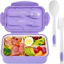 LOVINA Bento Boxes for Adults - 1100 ML Bento Lunch Box Container For Kids With Spoon & Fork - Durable Perfect Size for On-the-Go Meal, BPA-Free and Food-Safe Materials(Purple)