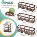 Veken Shower Caddy 6-Pack, No Drilling & Rustproof, Waterproof Adhesive Shelves Rack with Soap Holder, Large Capacity Bathroom Organizers and Storage, Wall-Mounted Kitchen & Home Decor, Brown